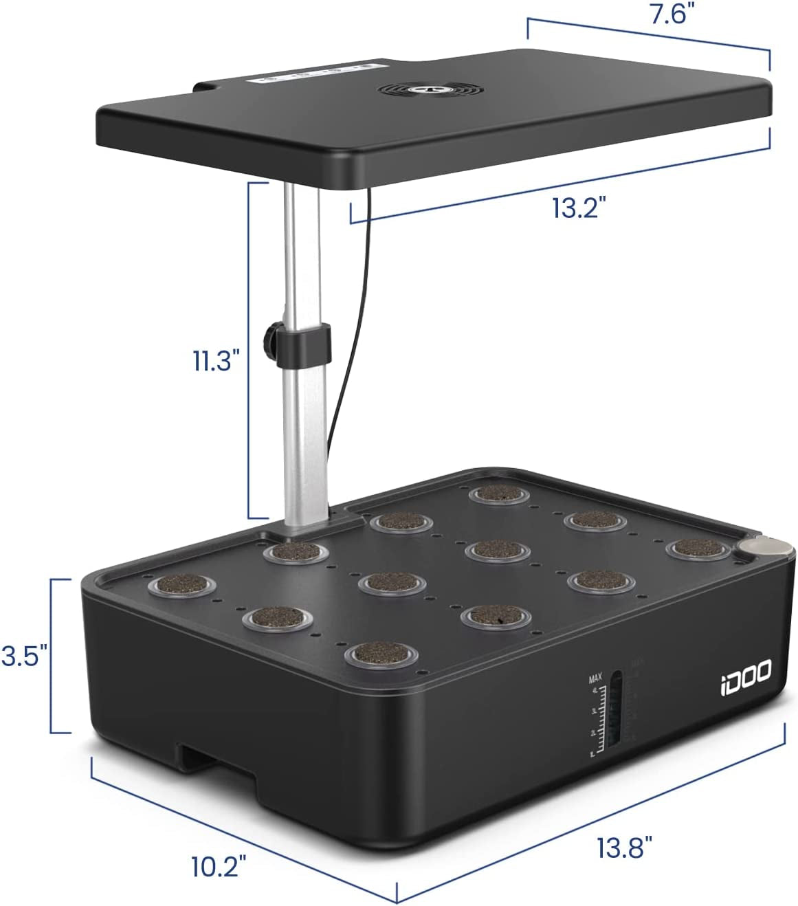 Hydroponics Growing System Kit 12Pods, for Women Mom, Herb Garden Indoor with LED Grow Light for Home School, Built-In Fan, Auto-Timer, Adjustable Height up to 11.3", 12Pods-Black