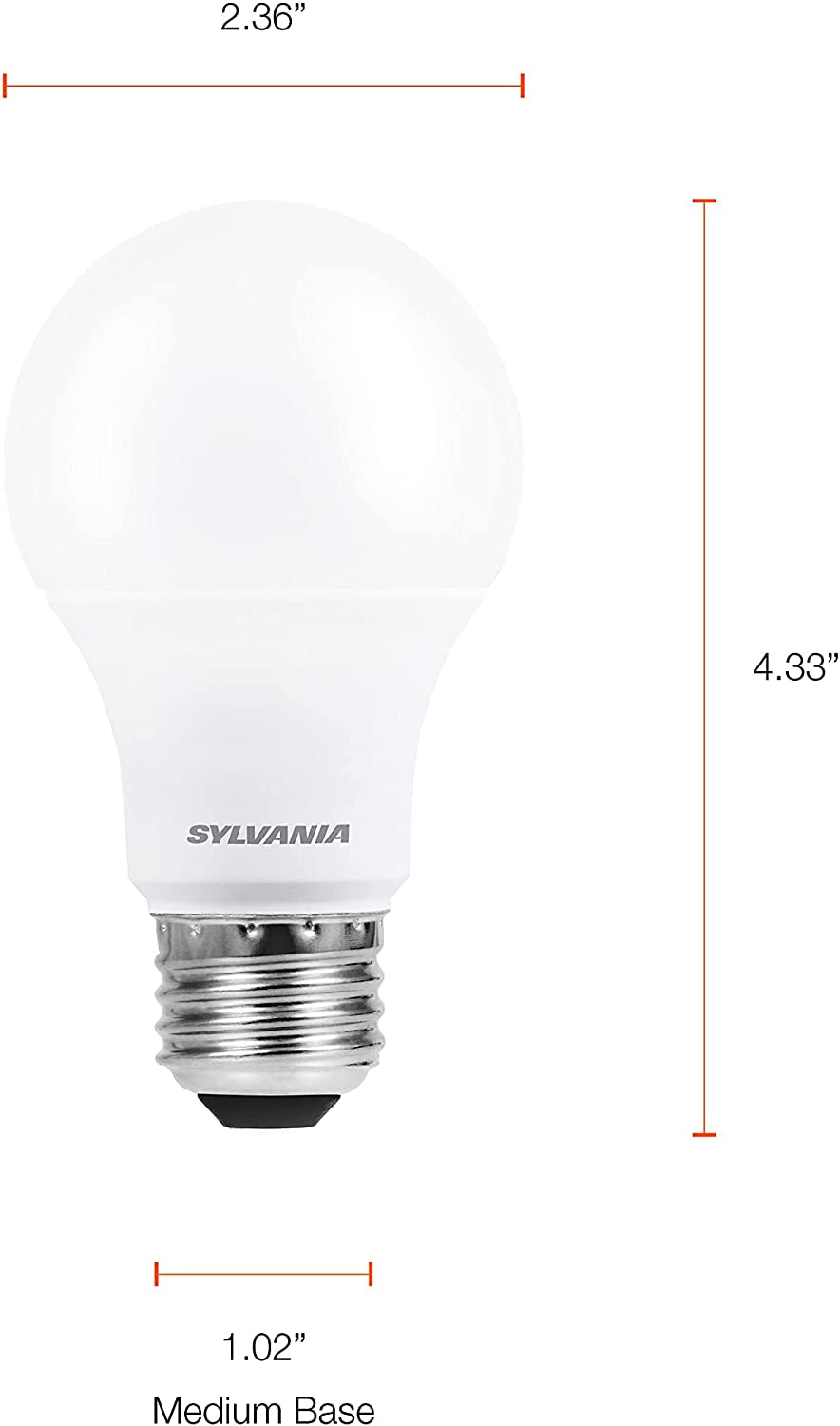 SYLVANIA ECO LED Light Bulb, A19 60W Equivalent, Efficient 9W, 7 Year, 750 Lumens, 2700K, Non-Dimmable, Frosted, Soft White - 8 Count (Pack of 1) (40821)