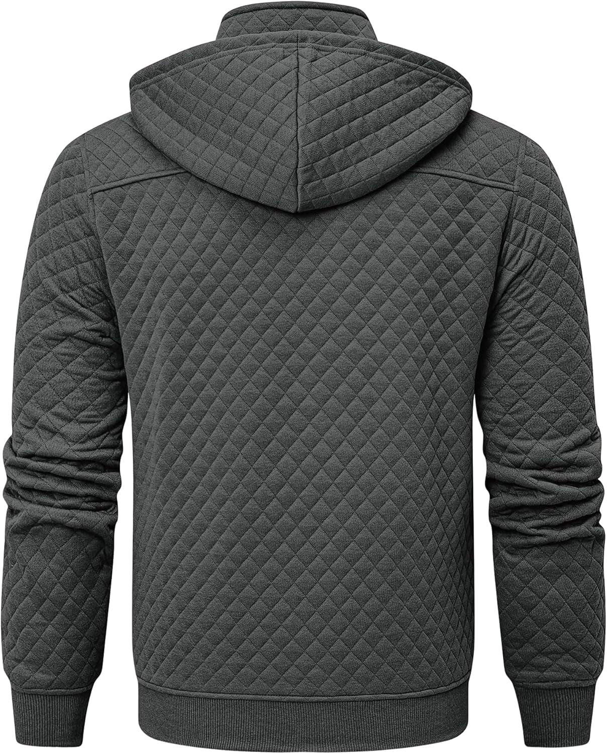 Men'S Quilted Hoodies Casual Long Sleeve Quarter-Zip Pullover Sweatshirt with Pockets