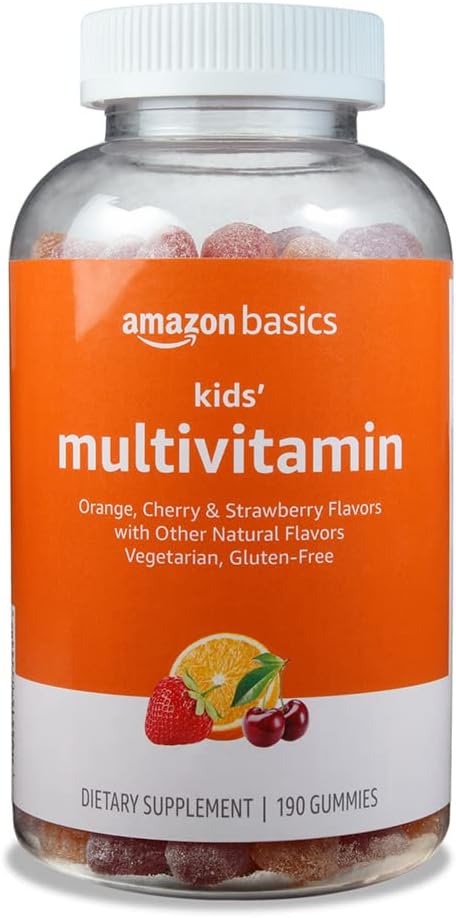 Kids' Multivitamin Gummies, Orange, Cherry & Strawberry, 190 Count (Previously Solimo)