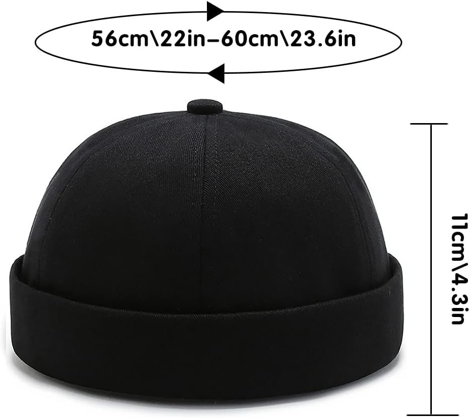 Cotton Adjustable Brimless Docker Cap - Casual Sailor Skullcap Beanie Hat