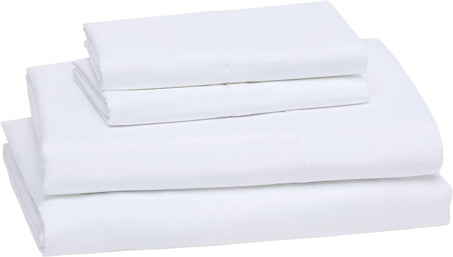 Lightweight Super Soft Easy Care Microfiber 4-Piece Bed Sheet Set with 14-Inch Deep Pockets, Queen, Bright White, Solid