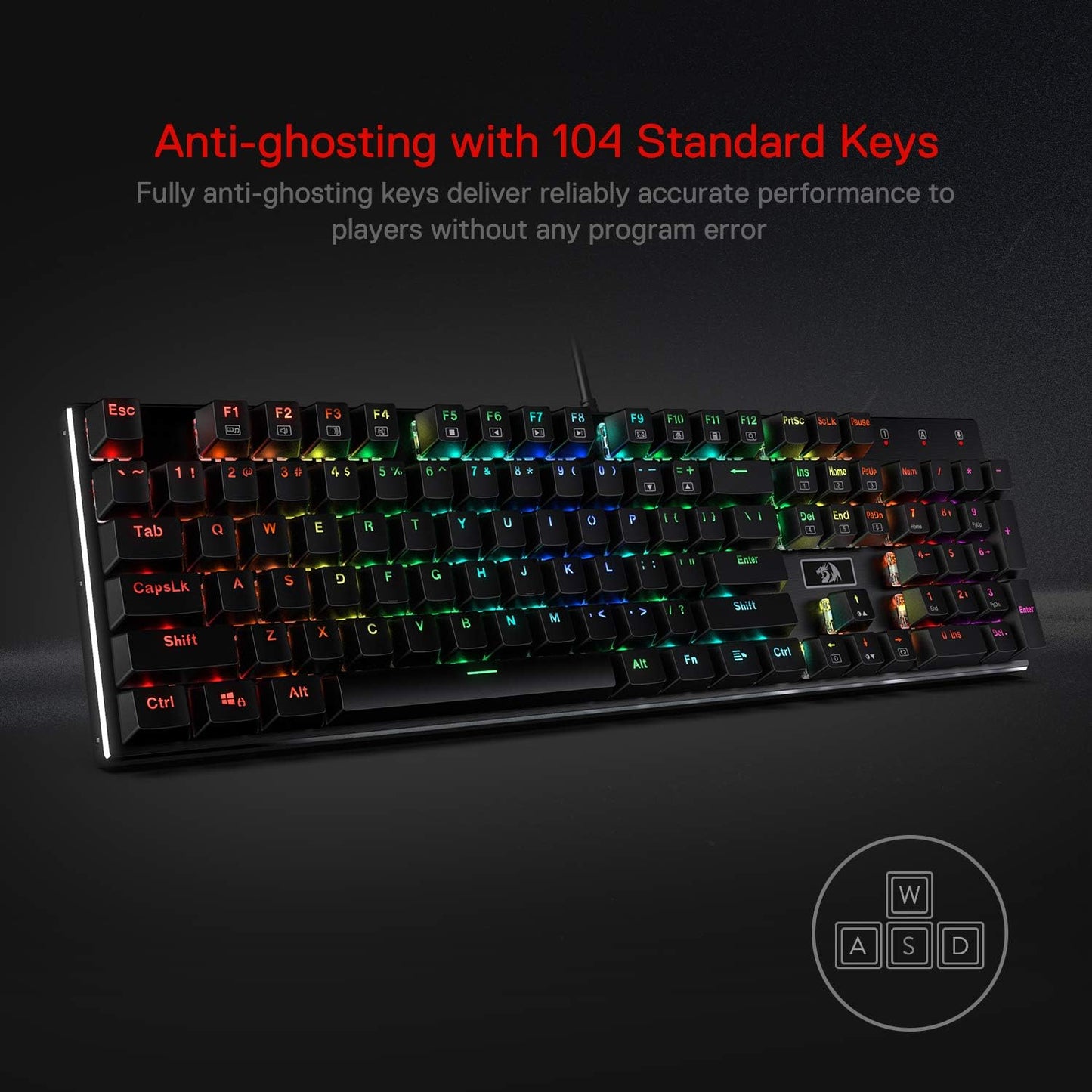 K556 RGB LED Backlit Wired Mechanical Gaming Keyboard, 104 Keys Hot-Swap Mechanical Keyboard W/Aluminum Base, Upgraded Socket and Noise Absorbing Foams, Soft Tactile Brown Switch