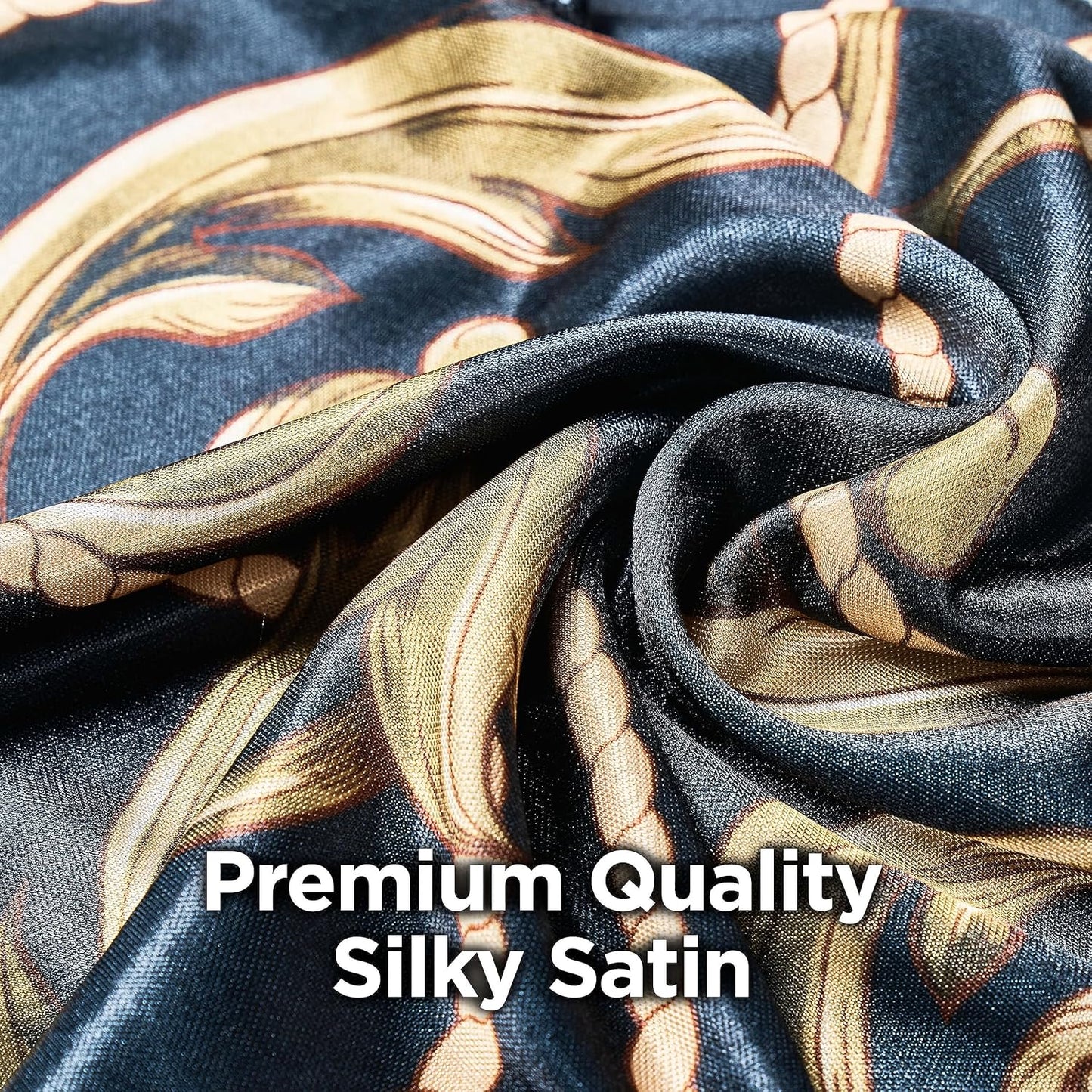 Luxe Power Wave Silky Satin Durag, Premium Quality, Black and Gold, 40" X 3", Long and Wide Tails, Ultimate Compression, One Size, One Piece