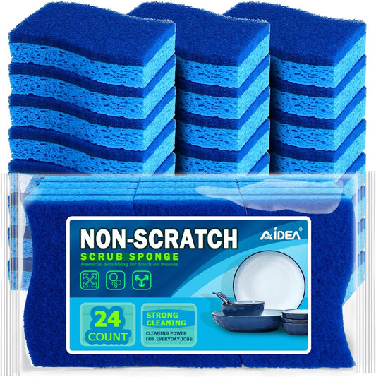 -Brite Non-Scratch Scrub Sponge-24Count, Sponges for Dishes, Sponges Kitchen, Cleaning Sponge, Cleans Fast without Scratching, Stands up to Stuck-On Grime, Cleaning Power for Everyday Jobs