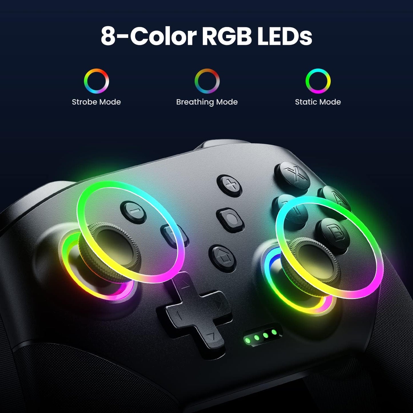 Switch Controllers Wireless, Compatible with Switch Pro Controllers for Switch/Switch Lite/Oled/Pc, One-Key Pairing Gamepad with 9-Color RGB Leds 1000Mah Battery 6-Axis Motion Wake up Function