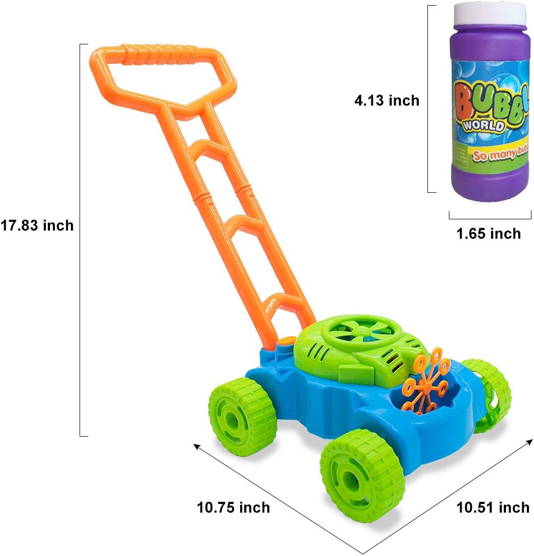 Bubble Lawn Mower for Toddlers 1-3, Kids Bubble Blower Maker Machine, Outdoor Summer Push Backyard Gardening Toys, Halloween Birthday Gifts Toys for Preschool Baby Boys Girls Age 1 2 3+ Year Old