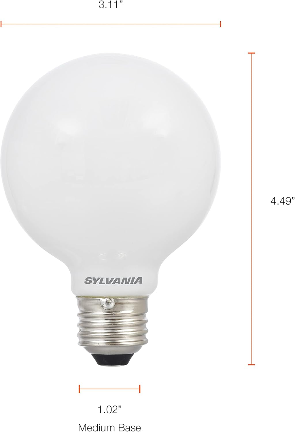 SYLVANIA ECO LED Light Bulb, G25 Globe, 40W Equivalent, Efficient 3.5W, 7 Year, 325 Lumens, Frosted, 2700K, Soft White - 3 Pack (40880)