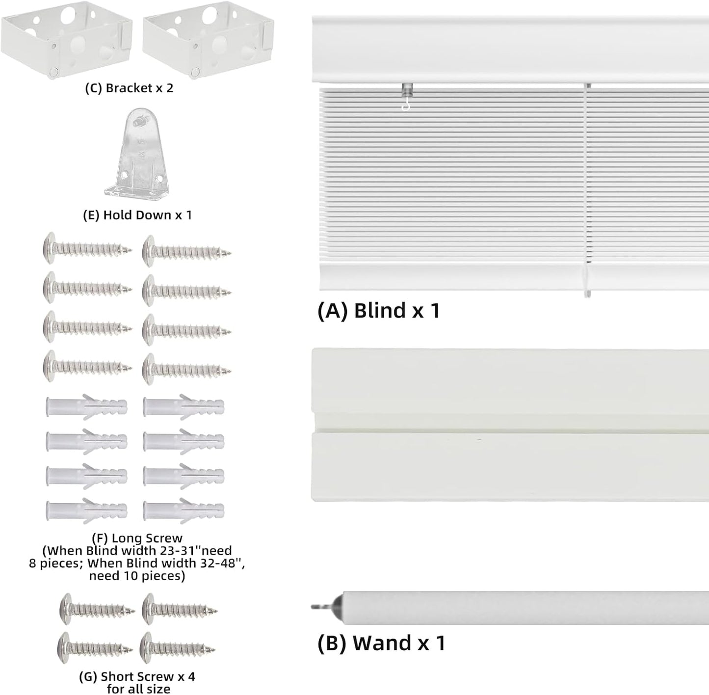 Faux Wood Blinds 2 Inch - Custom Premium PVC Blinds for Windows, Elegant Cordless Window Blinds for Inside/Outside Mount (Actual Size 26.5" W X 64" H) White