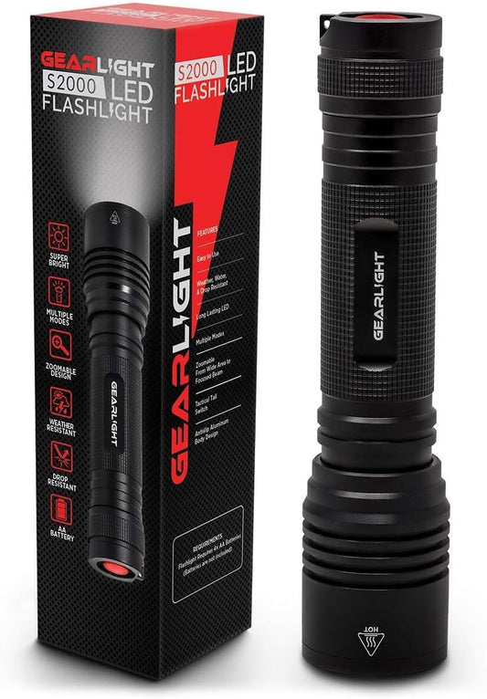S2000 LED Flashlight High Lumens - Super Bright, Powerful, Mid-Size Tactical Flashlight for Outdoor Activity & Emergency Use