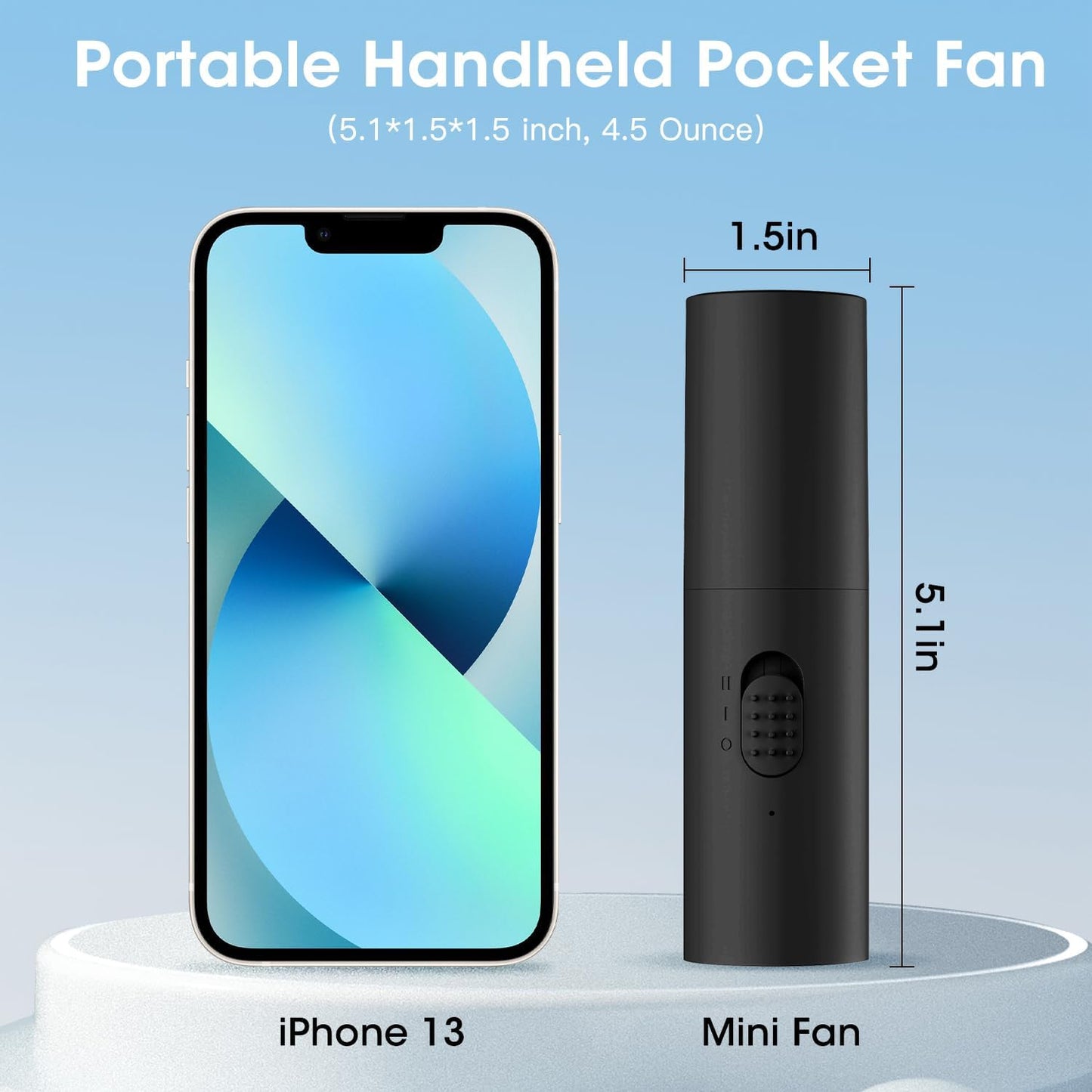 Handheld Mini Fan Portable Rechargeable 3000Mah USB Battery Powered 22+Hrs Runtime Small Hand Held Fan Foldable Pocket Personal Fan Gifts for Women Girls Men Office,Travel,Outdoor - Black