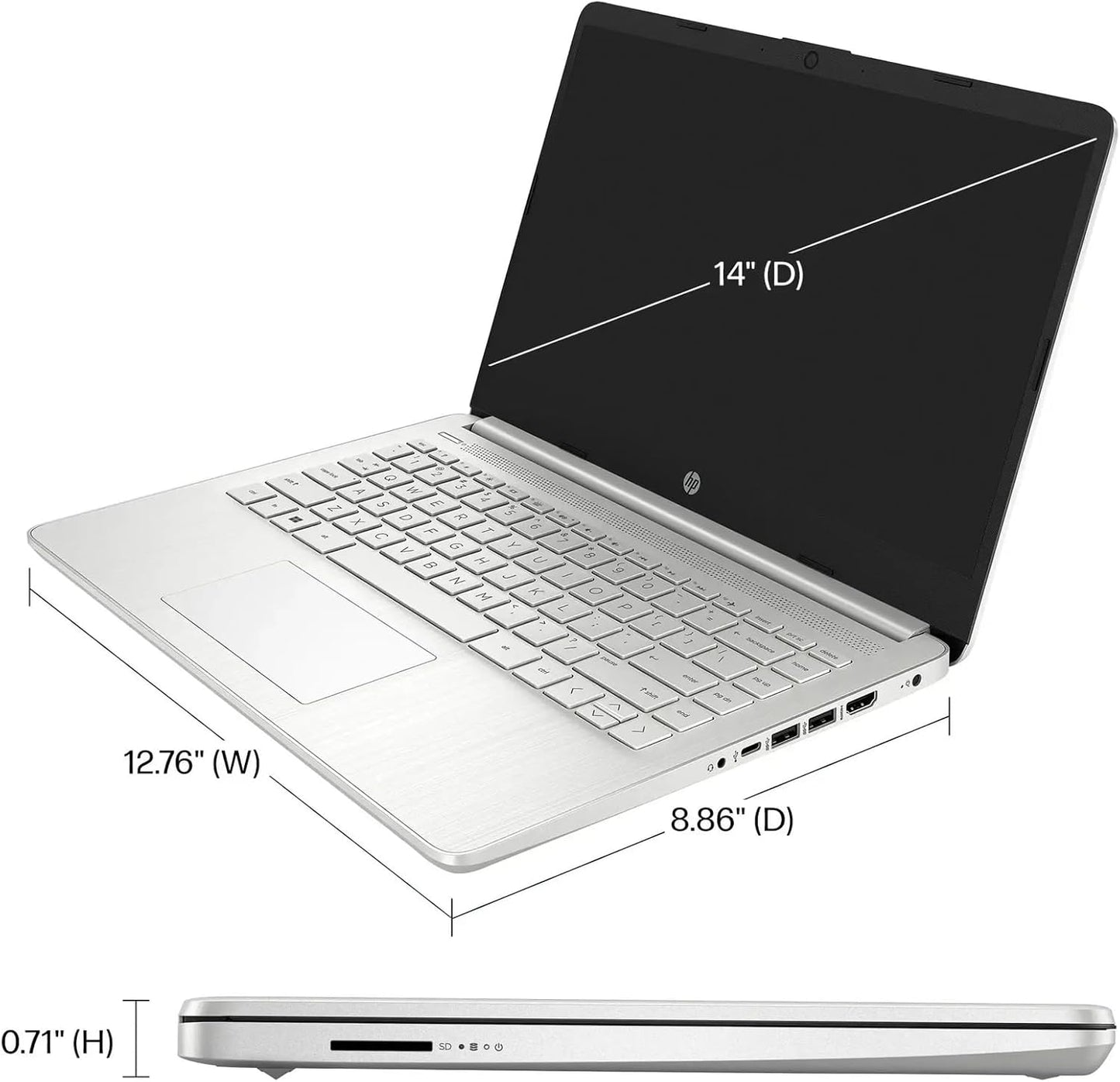 Ai-Powered Laptop with Microsoft Office and 1TB Cloud Storage Included for 1-Year| 14" HD Computer| 8GB RAM| 128GB SSD & 128GB Card & 128GB Portable SSD| Intel 4-Core CPU| Webcam| Win11 | LE Bundle