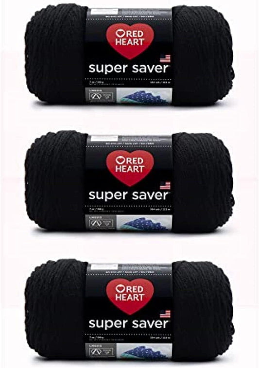 Super Saver Black Yarn - 3 Pack of 198G/7Oz - Acrylic - 4 Medium (Worsted) - 364 Yards - Knitting/Crochet