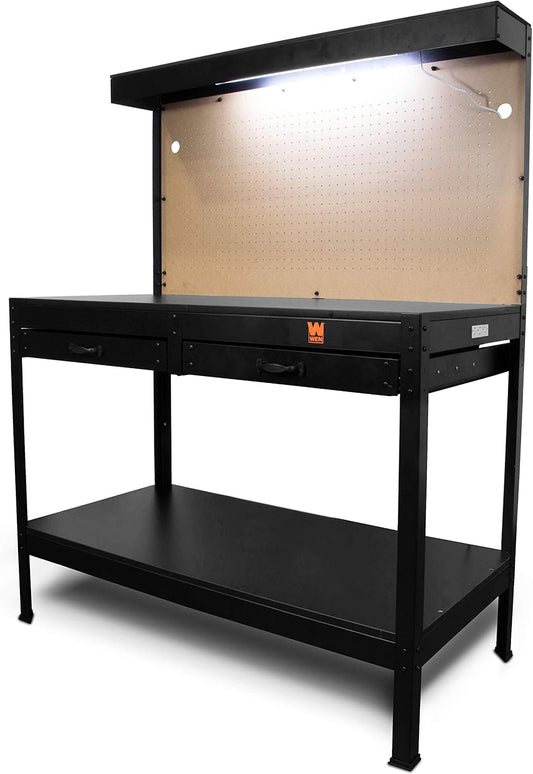 WB4723T 48-Inch Workbench with Power Outlets and Light, Black