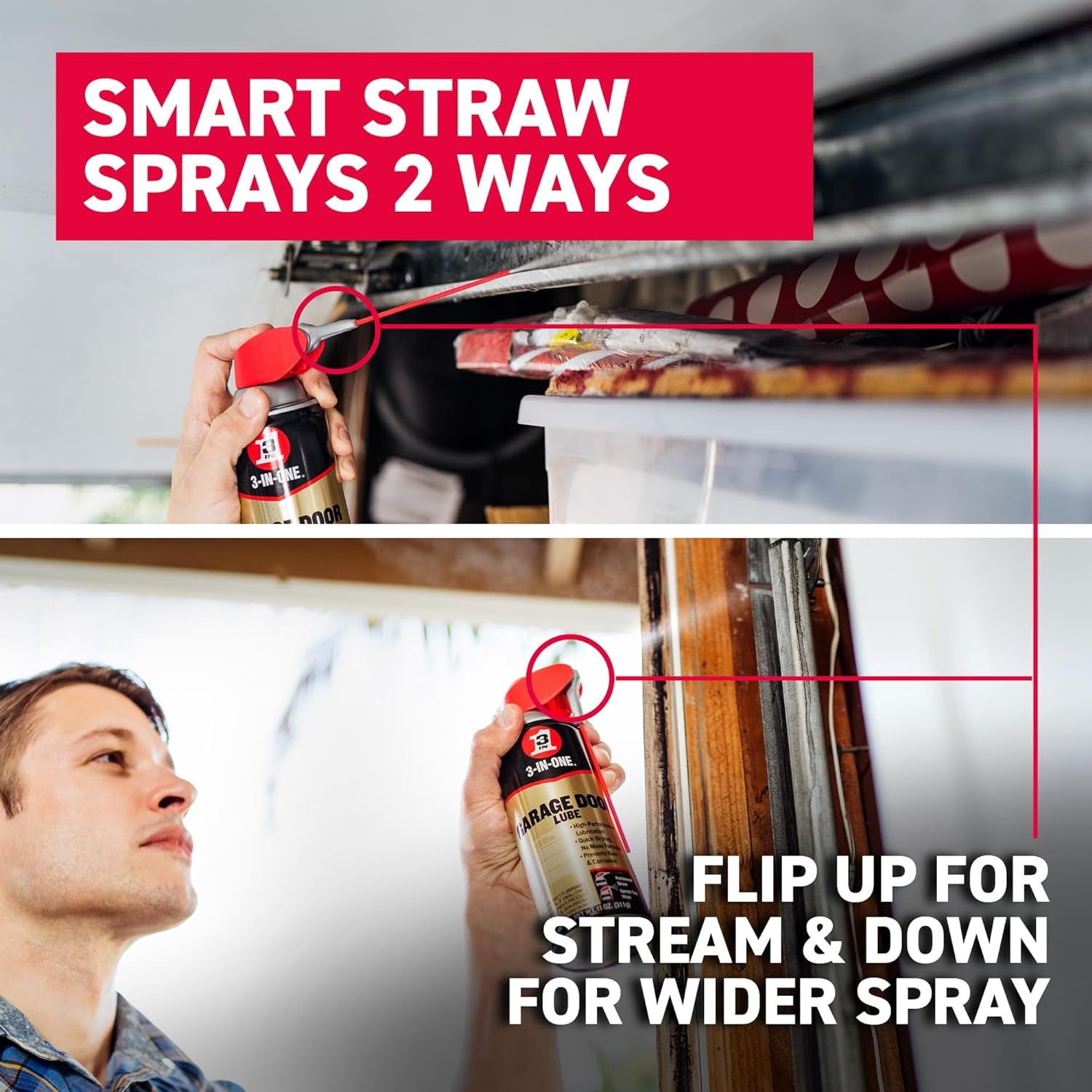 Garage Door Lubricant with SMART STRAW SPRAYS 2 WAYS, 11 OZ