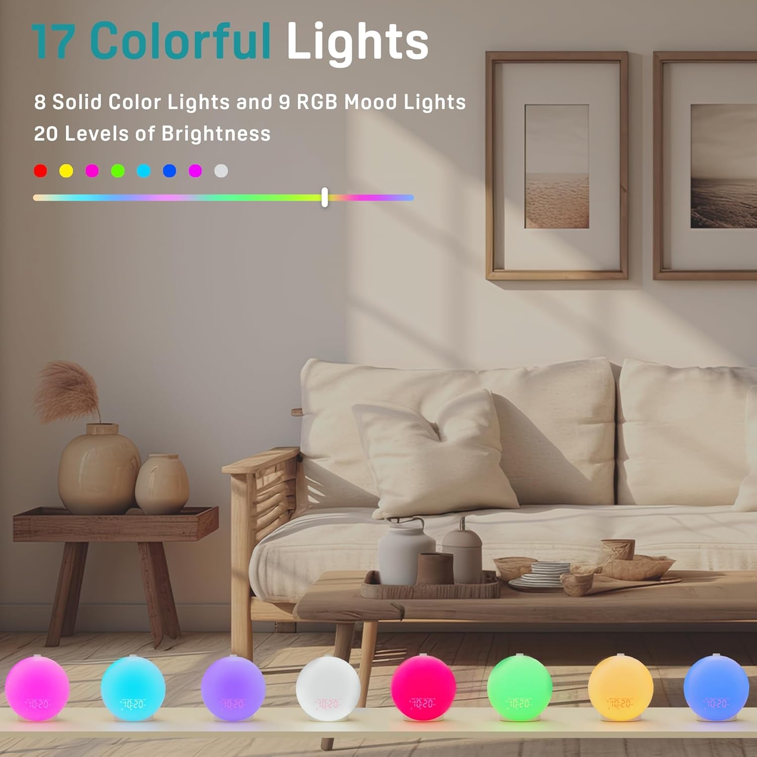Sound Machine White Noise Machine with 25 Soothing Sounds, 17 Nightlights, 5W Bluetooth Speaker, Sleep Timer, Wake up Light Sunrise Alarm Clock for Bedrooms, Ideal Gift for Baby, Kids, Adults, Seniors