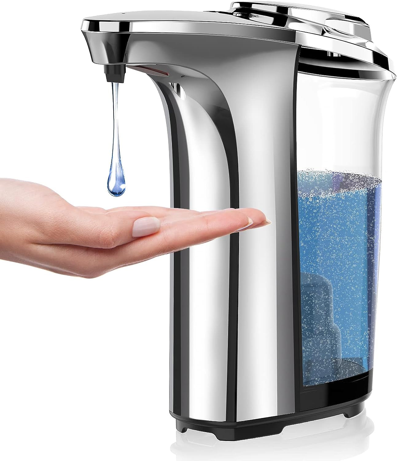 Automatic Soap Dispenser, Touchless Dish Soap Dispenser 17Oz/500Ml with Infrared Sensor, 5 Adjustable Soap Levels, Liquid Hand Soap Dispenser