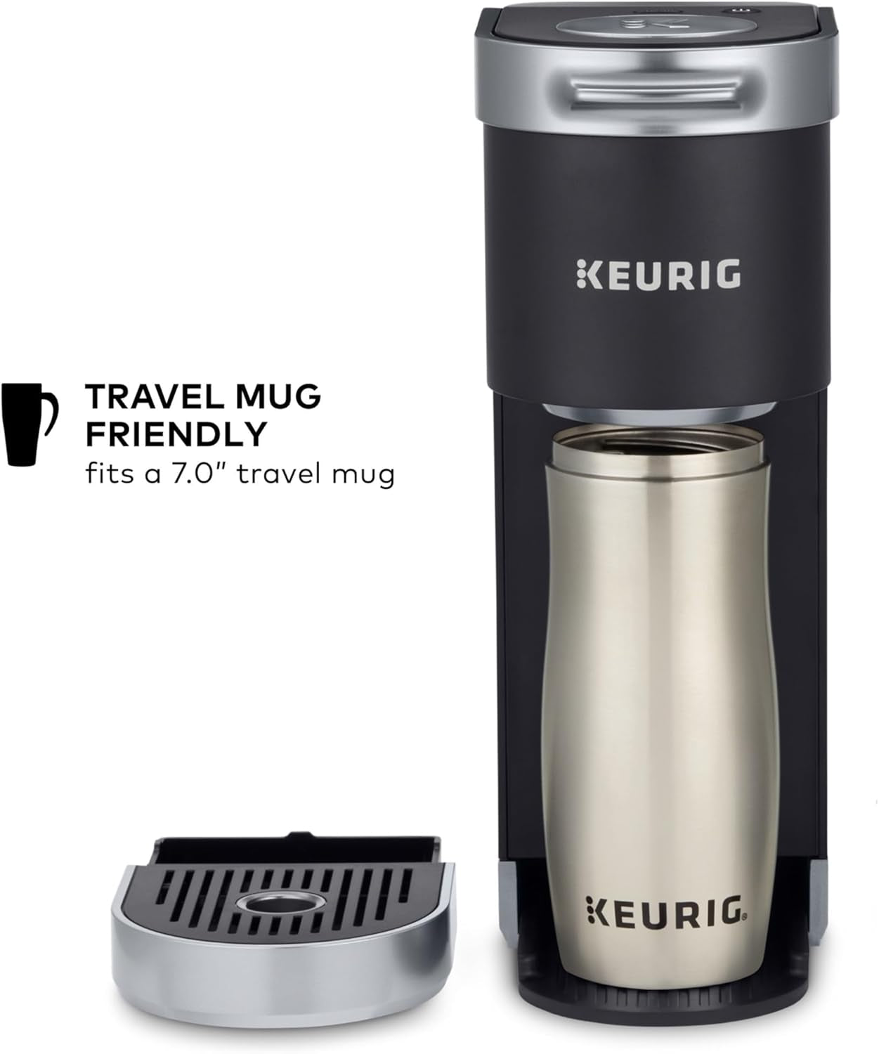 K-Mini plus Single Serve K-Cup Pod Coffee Maker, with 6 to 12Oz Brew Size, Stores up to 9 K-Cup Pods, Travel Mug Friendly, Matte Black