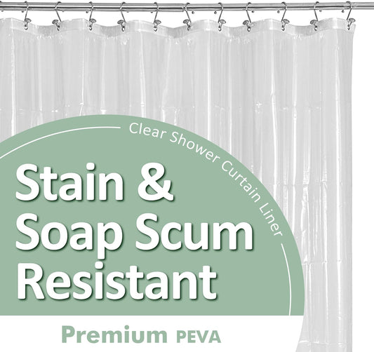 plastic shower liner clear - premium peva shower curtain liner- Premium PEVA Shower Curtain Liner with Rustproof Grommets and 3 Magnets, Waterproof Cute Lightweight Standard Size Shower Curtains for Bathroom - Clear