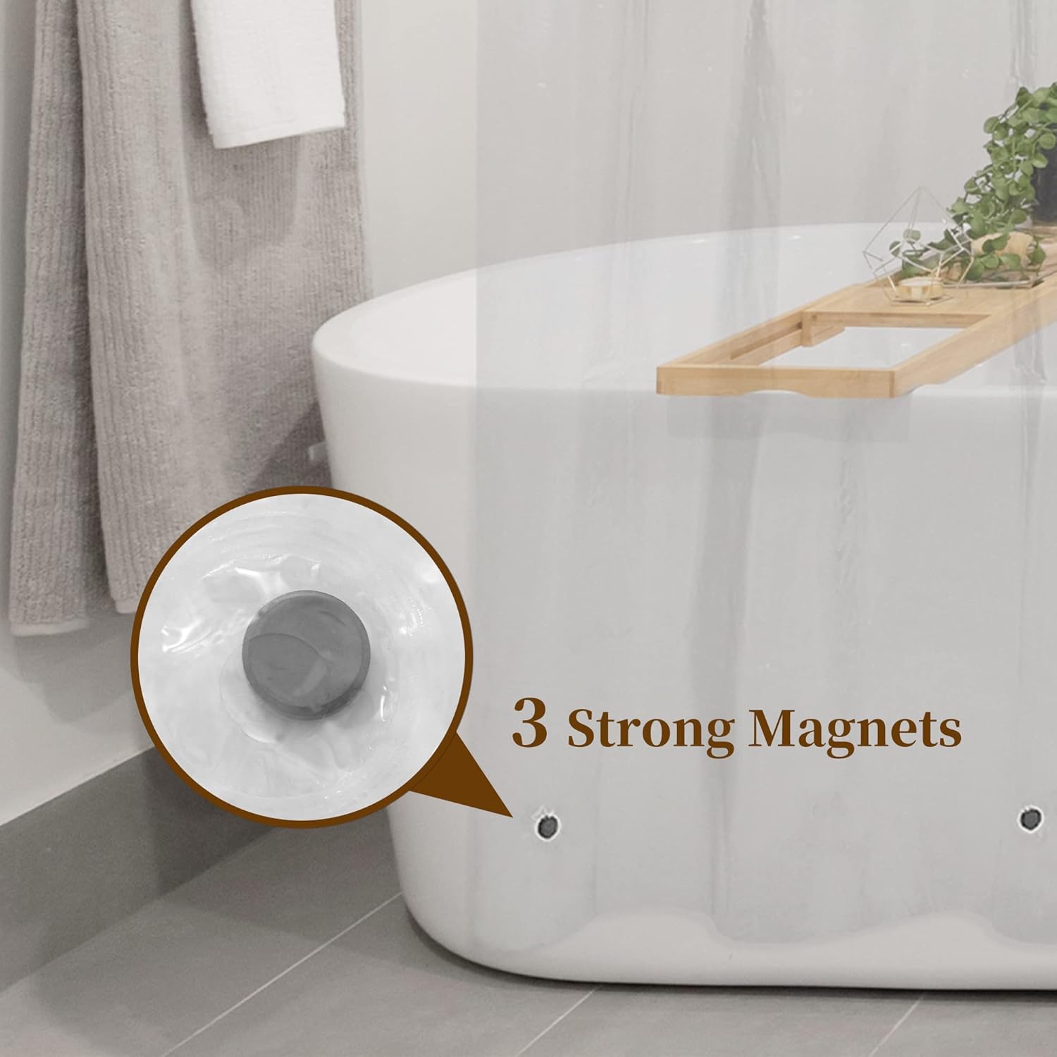 plastic shower liner clear - premium peva shower curtain liner- Premium PEVA Shower Curtain Liner with Rustproof Grommets and 3 Magnets, Waterproof Cute Lightweight Standard Size Shower Curtains for Bathroom - Clear