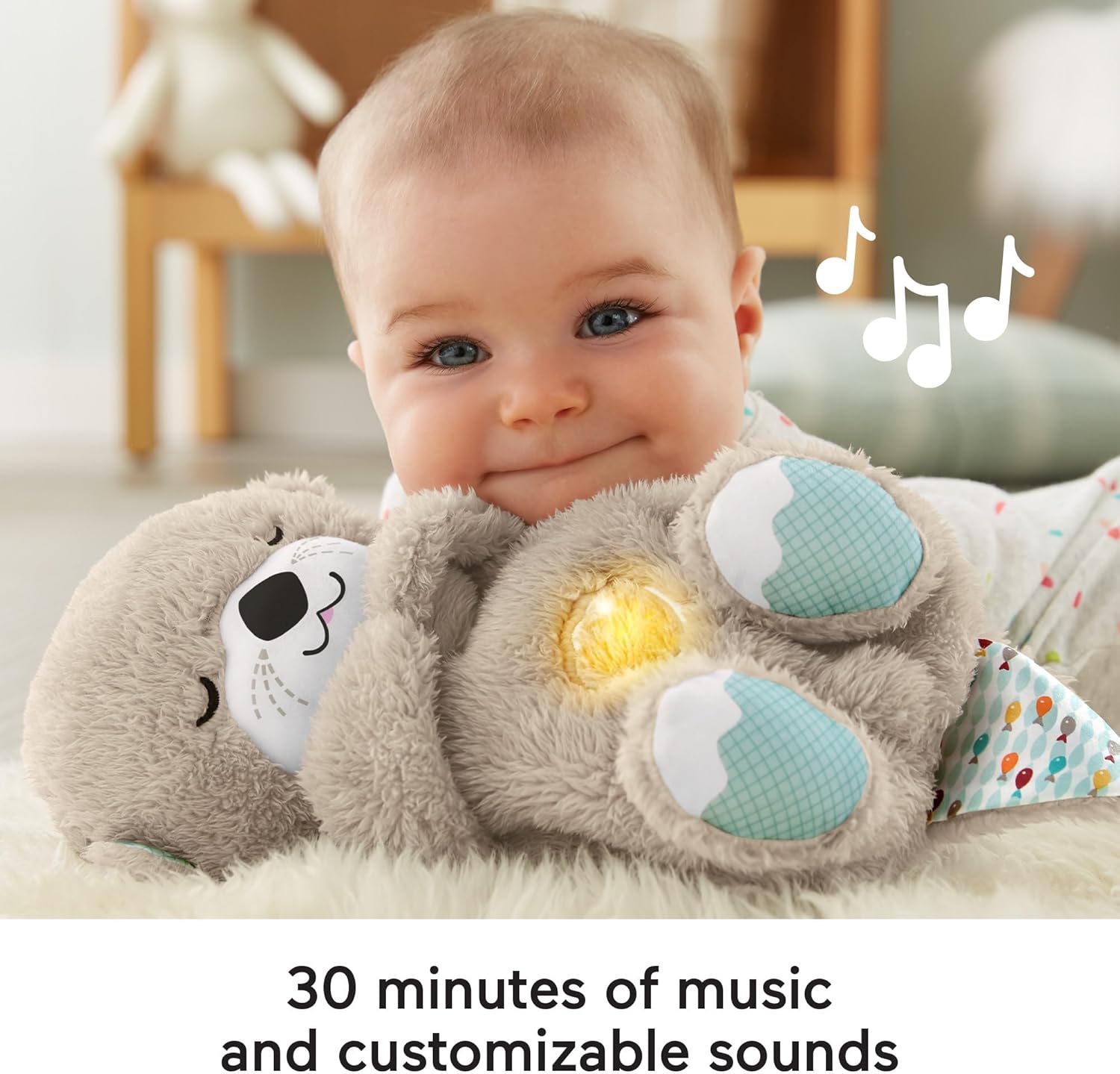 Baby Toy Soothe 'N Snuggle Otter Portable Plush Sound Machine with Music Lights & Breathing Motion for Newborns 0+ Months