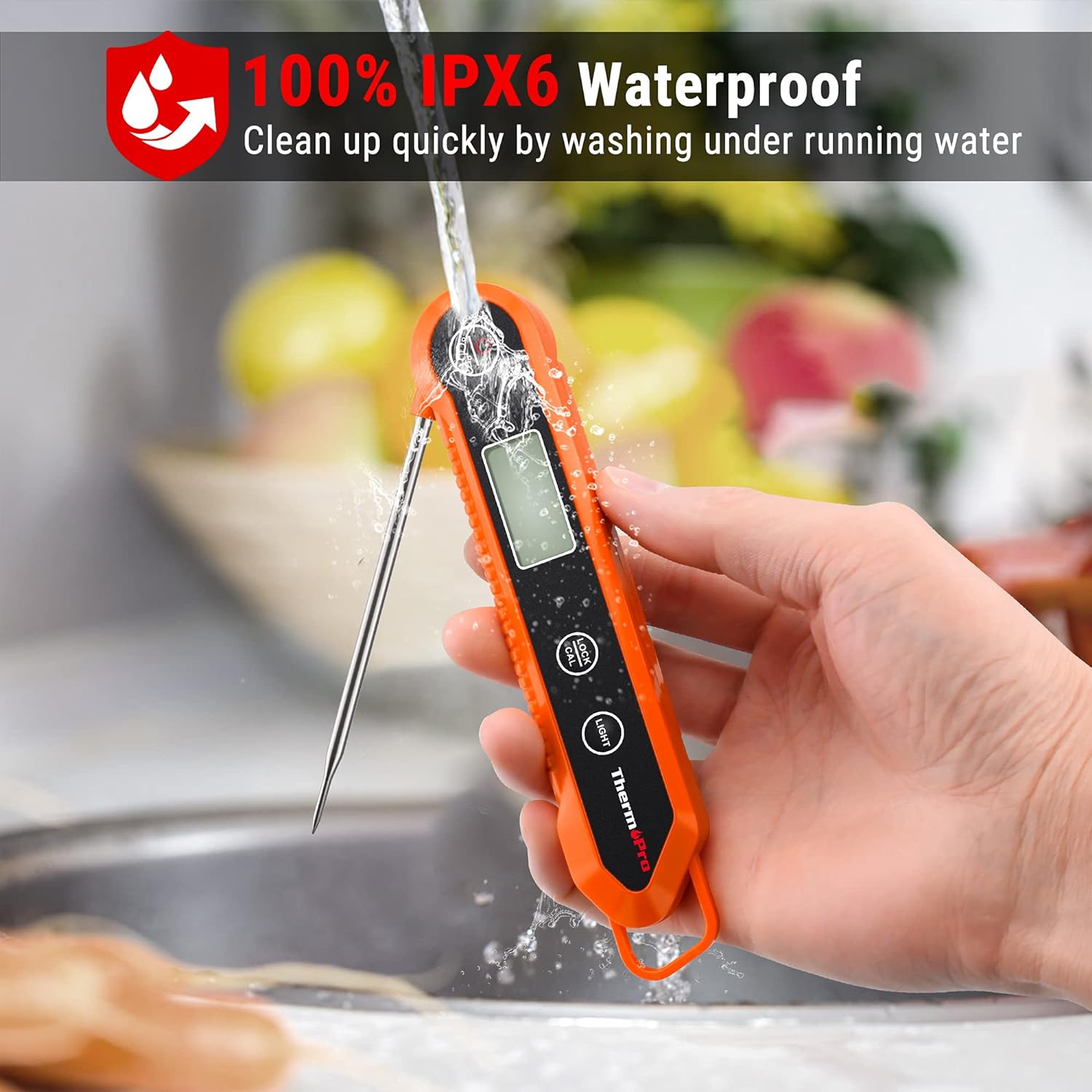 Digital Instant Read Meat Thermometer for Grilling Waterproof Kitchen Food LCD Thermometer with Calibration & Backlight Smoker Oil Fry Candy Thermometer