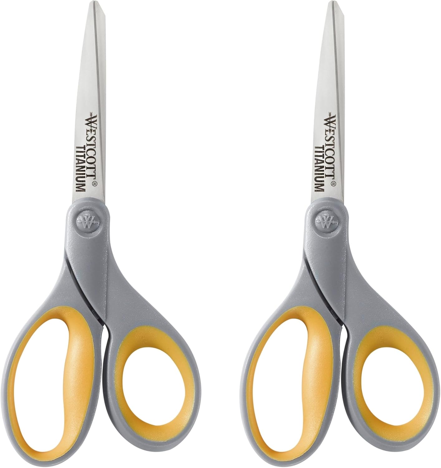 13901 8-Inch Titanium Scissors for Office and Home, Yellow/Gray, 2 Pack