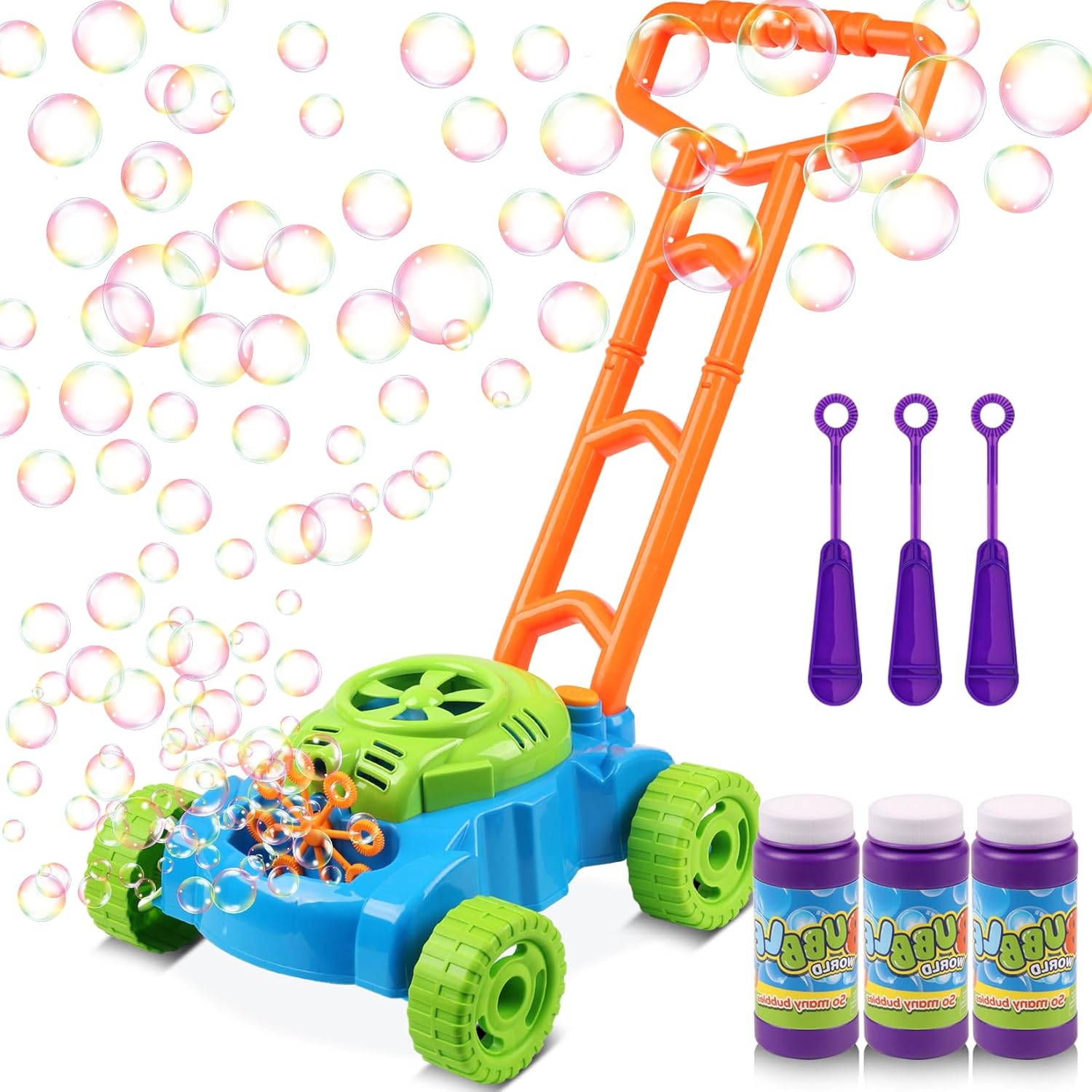 Bubble Lawn Mower for Toddlers 1-3, Kids Bubble Blower Maker Machine, Outdoor Summer Push Backyard Gardening Toys, Halloween Birthday Gifts Toys for Preschool Baby Boys Girls Age 1 2 3+ Year Old