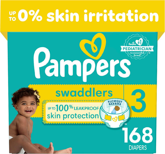 Swaddlers Diapers - Size 3, One Month Supply (168 Count), Ultra Soft Disposable Baby Diapers