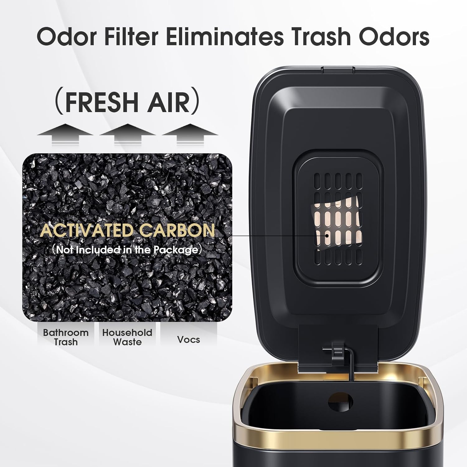 Small Bathroom Trash Can with Lid Soft Close-5L/1.3 Gal Slim Garbage Can-Metal Step Wastebasket-Rectangle Narrow Waste Bin for Office, Bedroom, Toilet, Live Room-Black