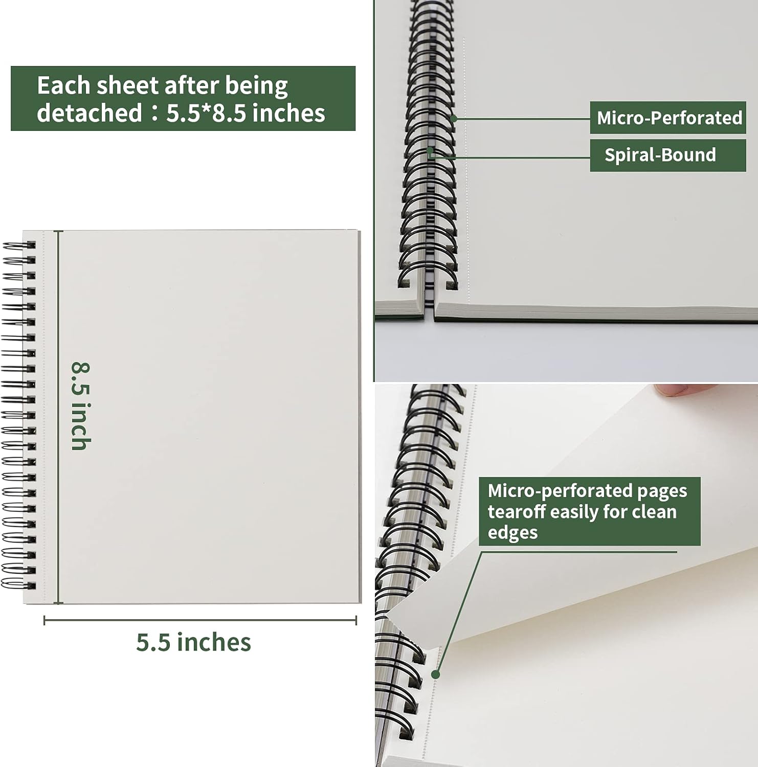 Sketch Book 5.5 X 8.5 - Spiral Sketchbook Pack of 2,  200 Sheets (68 Lb/100Gsm) Acid Free Sketch Pads for Drawing for Adults Spiral-Bound with Hard Cover for Kids, 100 Sheets Each
