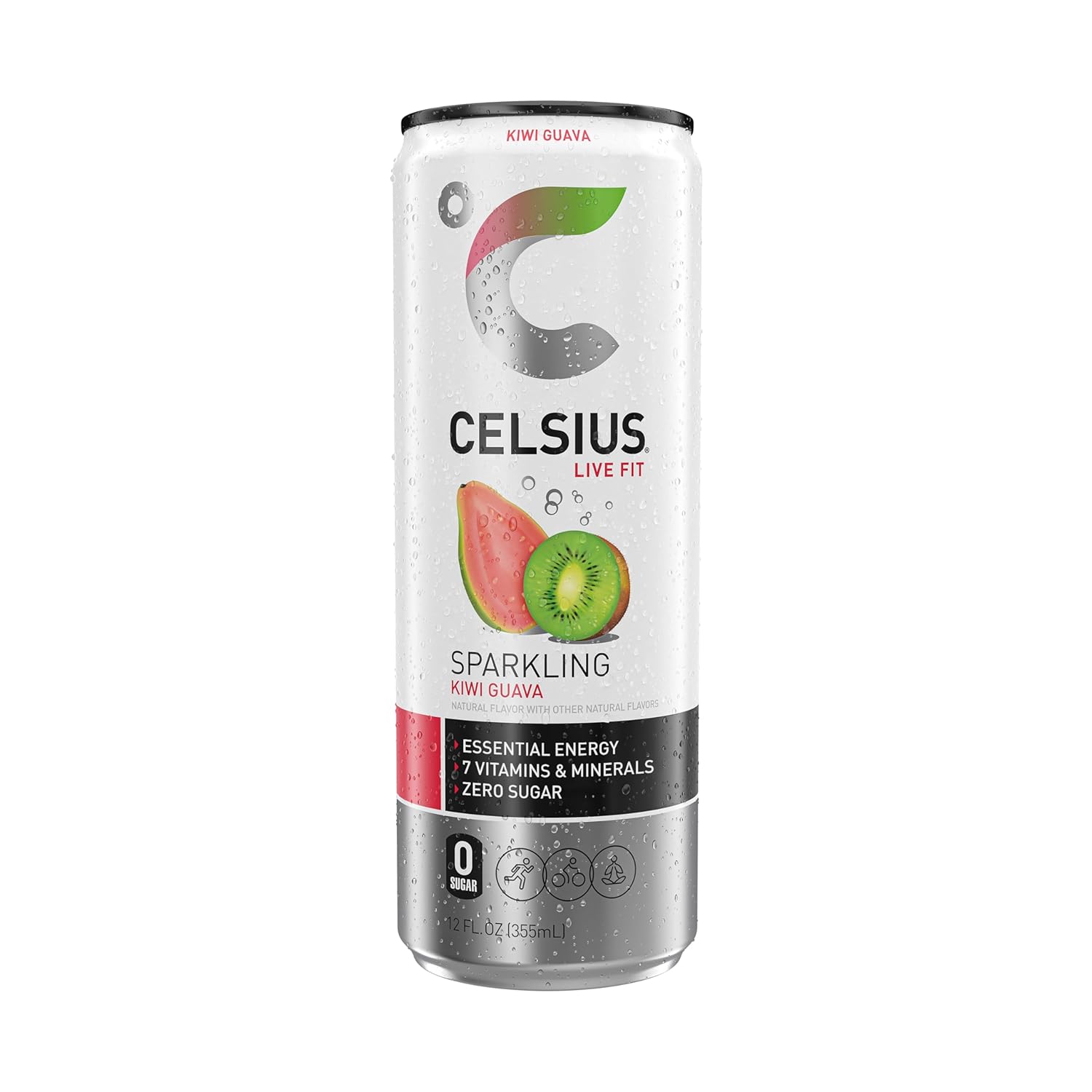 Sparkling Kiwi Guava, Functional Essential Energy Drink 12 Fl Oz (Pack of 12)