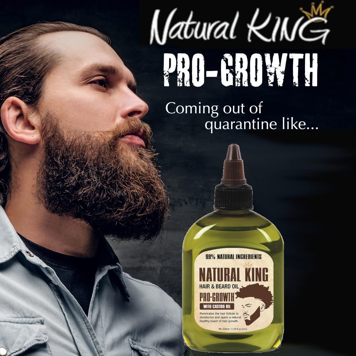 Natural King Pro-Growth Castor Hair & Beard Oil 7.1 Oz