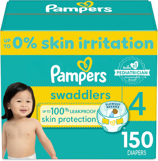 Swaddlers Diapers - Size 4, One Month Supply (150 Count), Ultra Soft Disposable Baby Diapers