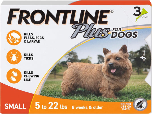 plus Flea and Tick Treatment for Small Dogs Upto 5 to 22 Lbs., 3 Treatments