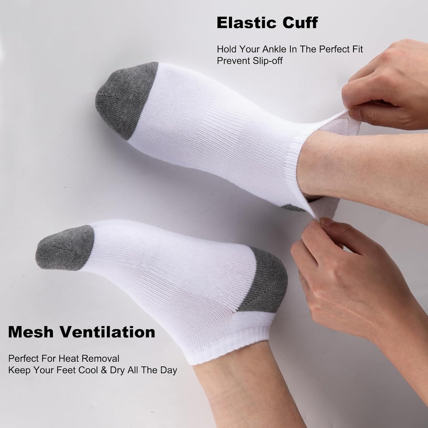 10 Pairs Mens Cushion Ankle Socks Men 10 Pack Low Cut Comfort Breathable Casual Socks