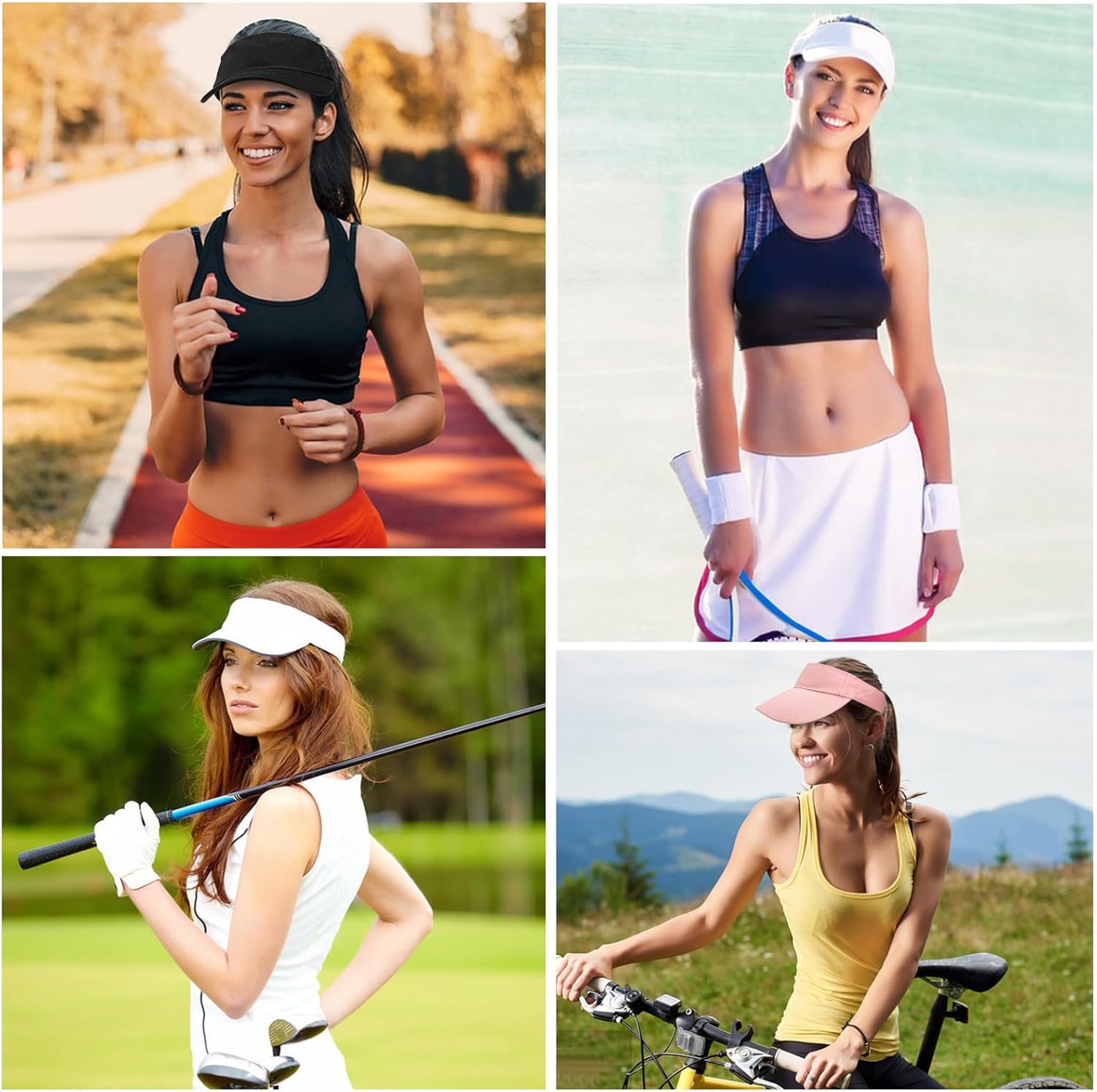 Unisex Sports Sun Visor Adjustable UV Protection Sun Hat Cap for Beach Pool Golf Tennis