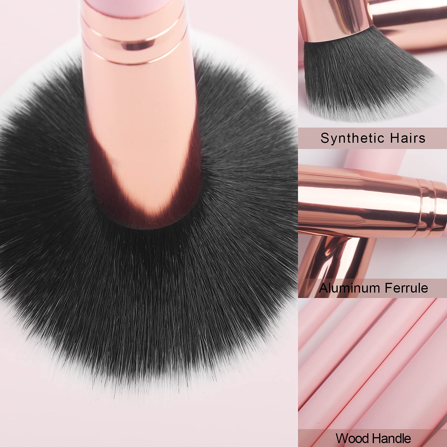 Makeup Brush Set 16 Pcs with 1 Eyebrow Razor Premium Synthetic Foundation Powder Concealers Eyeshadow Blush Makeup Brushes Make up Brushes Kit