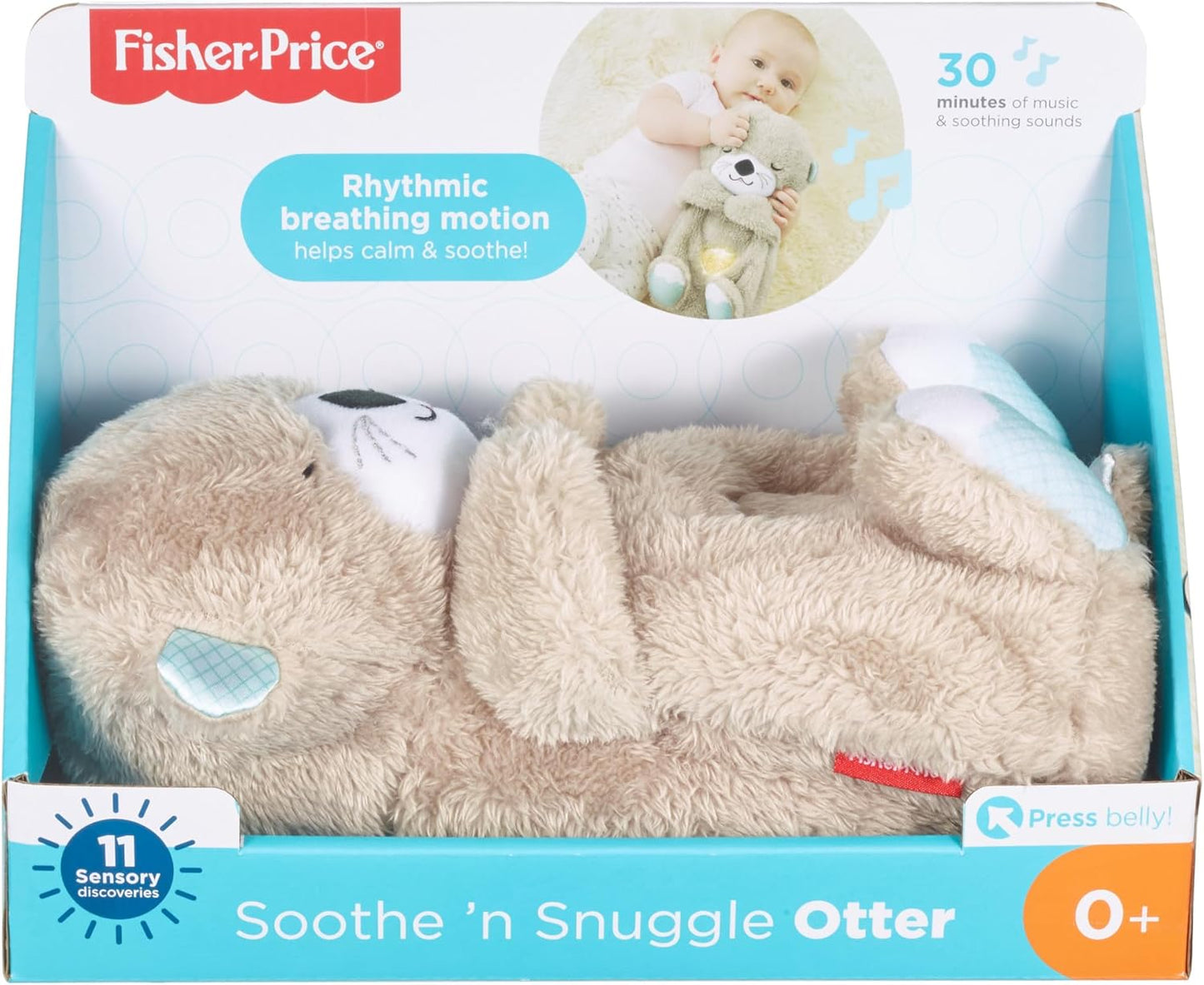 Baby Toy Soothe 'N Snuggle Otter Portable Plush Sound Machine with Music Lights & Breathing Motion for Newborns 0+ Months