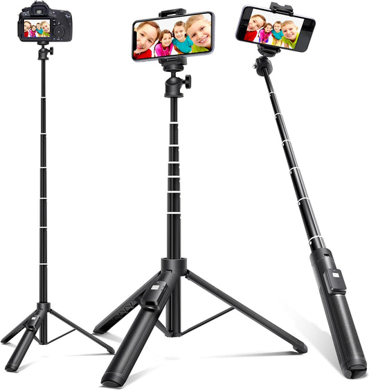 Selfie Stick,Long Extendable Selfie Stick Tripod,62 Phone Tripod with Wireless Remote Shutter,Group Selfies/Live Streaming/Video Recording Compatible with All Cellphones