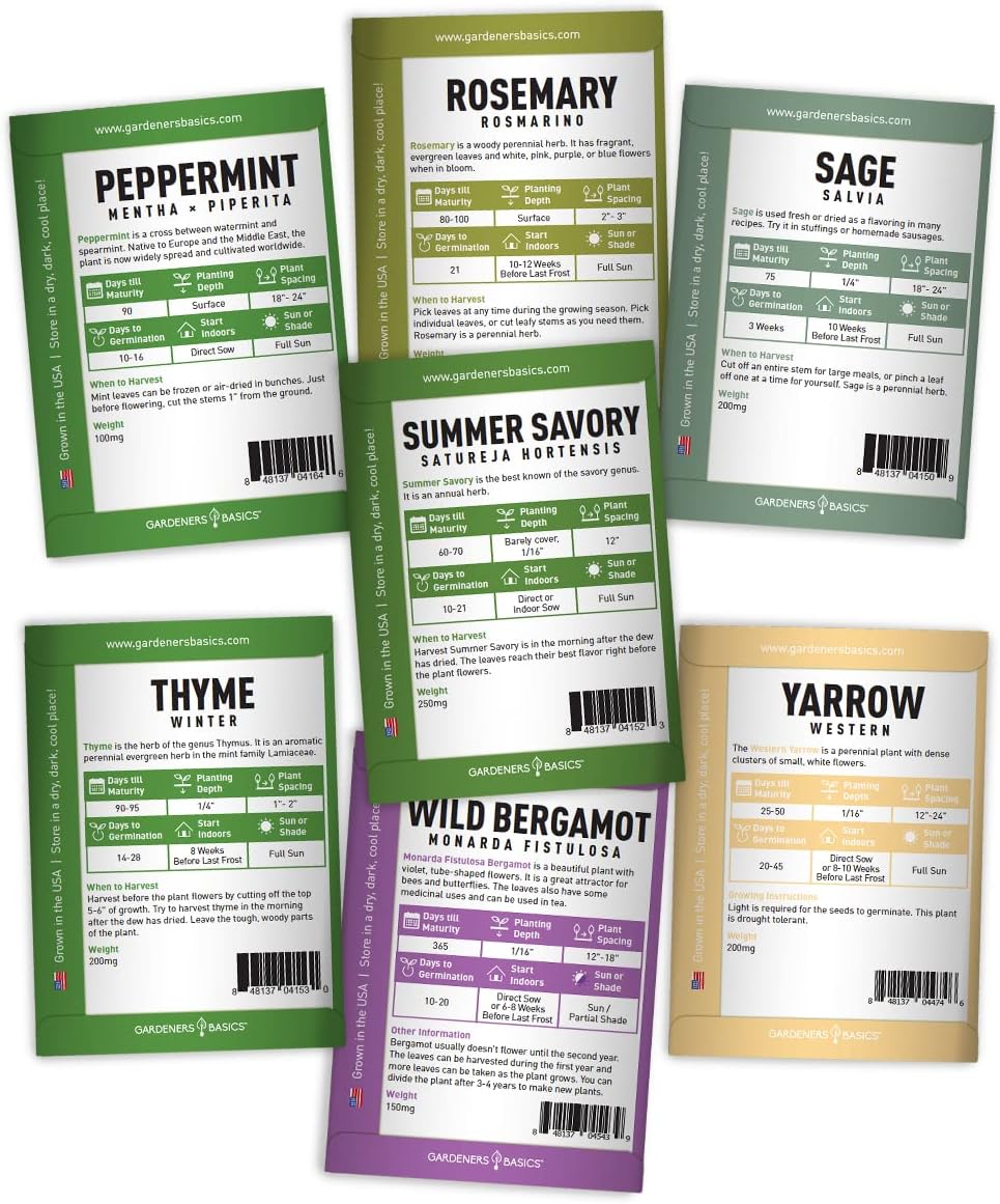 Complete Medicinal Herb Seeds for Planting Collection - 35 Best Herbs Variety Pack for Teas and Home Remedies - Indoor, Outdoor, Hydroponic Herbal Herbalist Seed - Non-Gmo, Heirloom