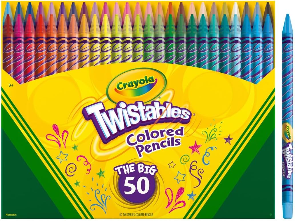 Twistables Colored Pencil Set (50Ct), No Sharpen Colored Pencils for Kids, Kids Art Supplies for Back to School, 4+ [Amazon Exclusive]