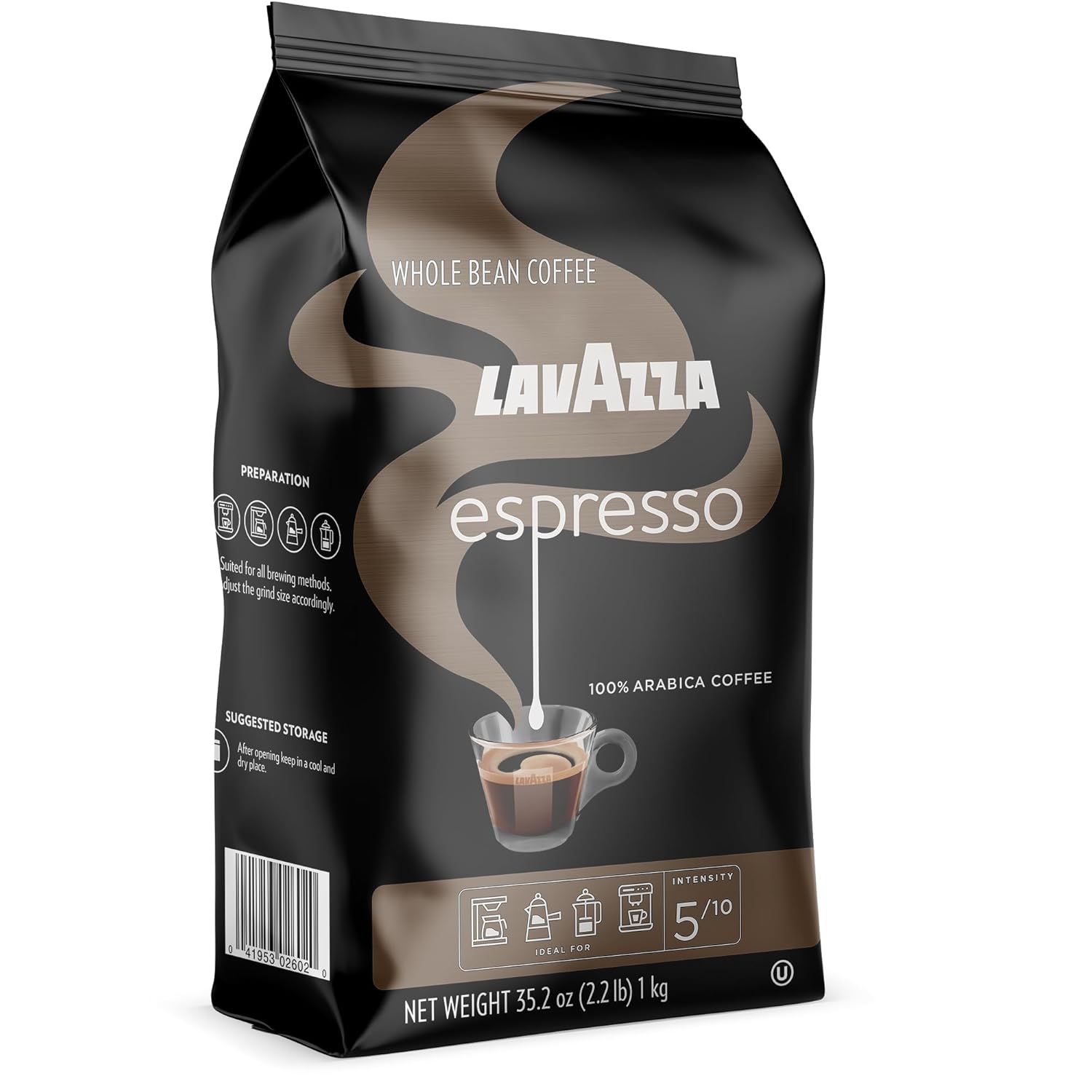 Espresso Whole Bean Coffee Blend, Medium Roast, 2.2 Pound Bag (Packaging May Vary) Premium Quality, Non GMO, 100% Arabica, Rich Bodied