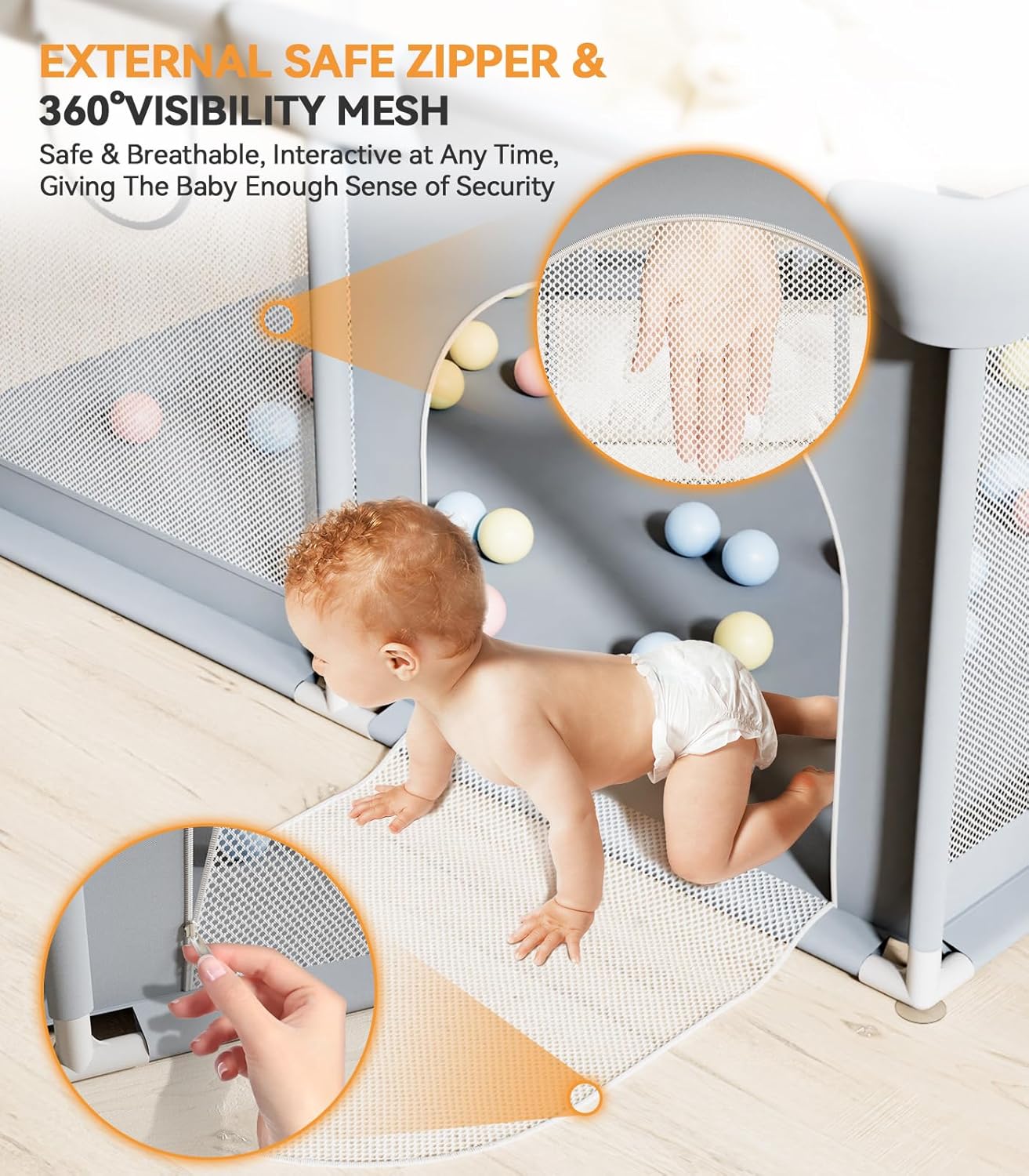 Baby Playpen: Large Baby Playard for Toddler, Bpa-Free, Non-Toxic, Safe No Gaps Play Yard for Babies, Indoor & Outdoor Kids Activity Center Baby Fence 51"X51"X26.8"