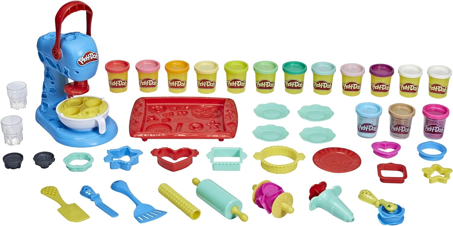 Kitchen Creations Ultimate Cookie Baking Playset with Toy Mixer, 25 Tools, and 15 Cans, Toddler Toys, Non-Toxic (Amazon Exclusive)