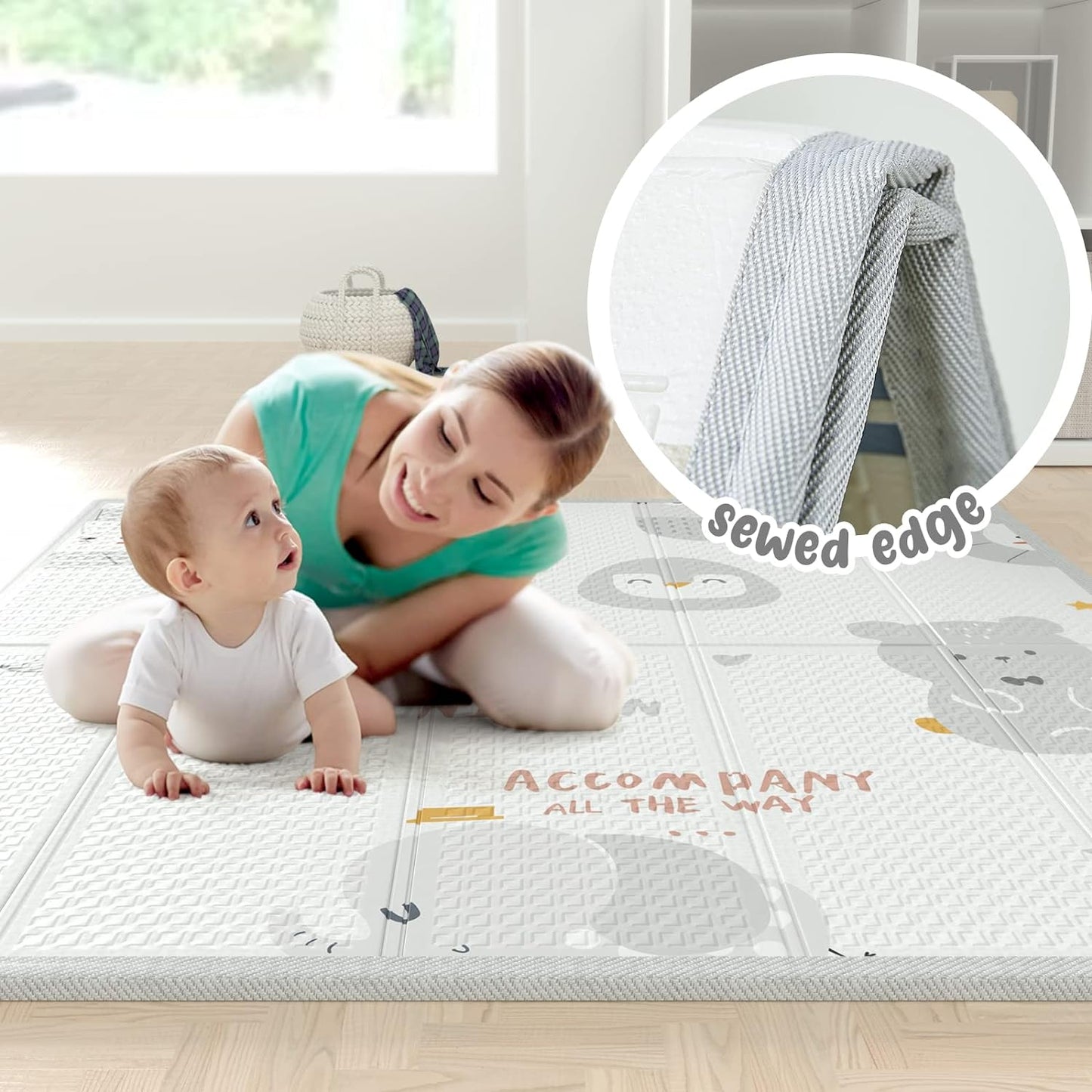 Baby Playpen for Babies and Toddlers | 47" x 47" Grey Play Pen with Mat