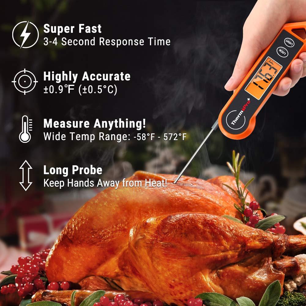 TP19H Digital Meat Thermometer for Cooking with Ambidextrous Backlit and Motion Sensing Kitchen Cooking Food Thermometer for BBQ Grill Smoker Oil Fry Candy Instant Read Thermometer