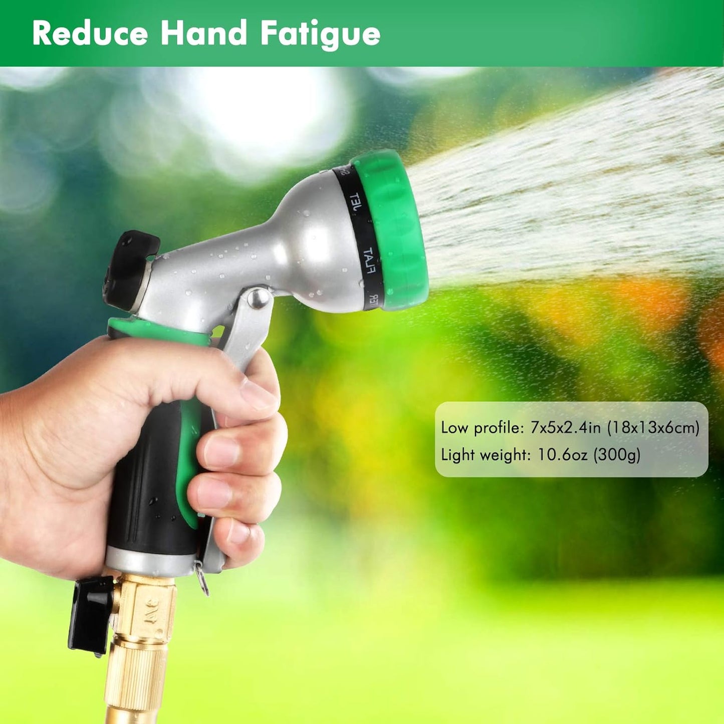 Garden Hose Nozzle, Heavy Duty Metal Water Hose Nozzle with 7 Adjustable Spray Patterns, High Pressure Hand Sprayer with Flow Control for Watering Plants & Lawns, Washing Cars & Pets