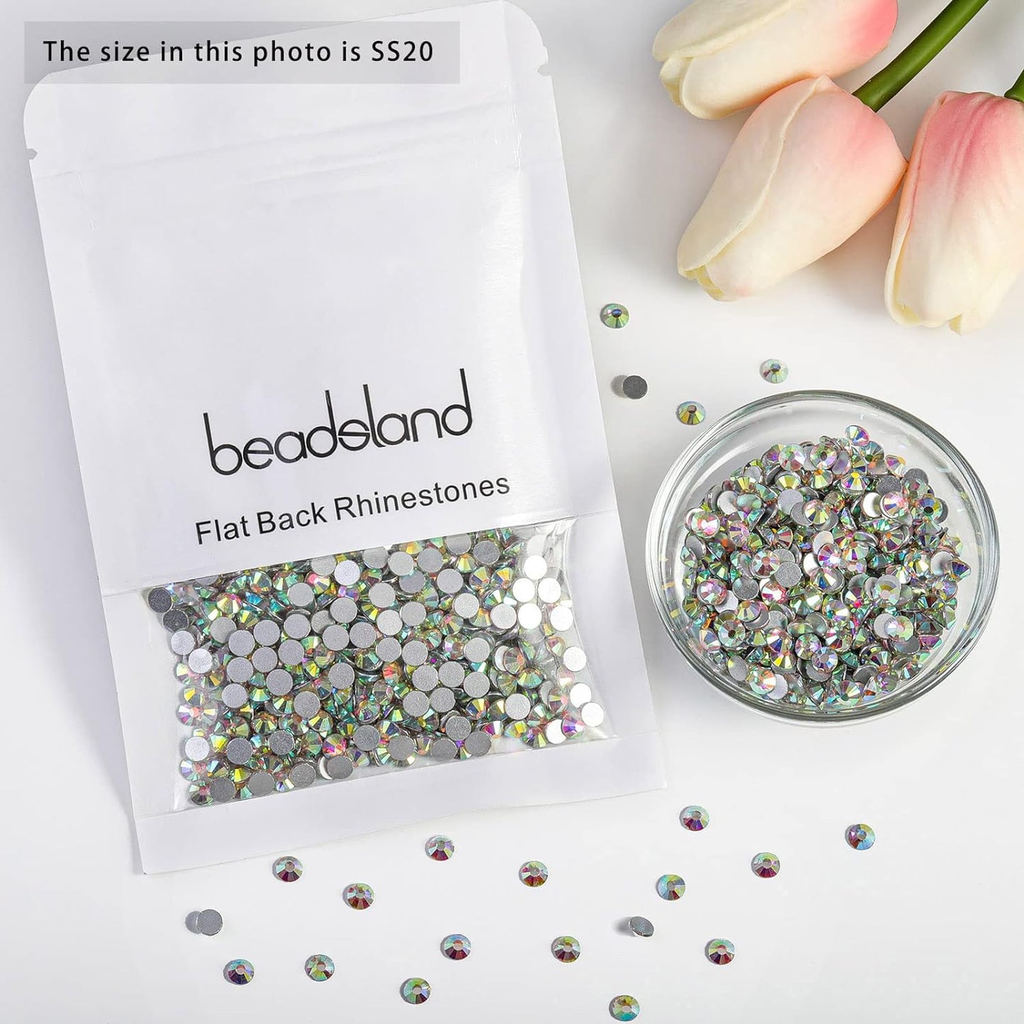 Flat Back Crystal Rhinestones round Gems for Nail Art and Craft Glue Fix, Crystalab (4.6-4.8Mm) Ss20/1440Pcs