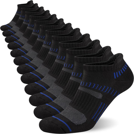 Mens Ankle Socks Athletic Cushioned Breathable Low Cut Tab with Arch Support - 6 Pairs